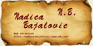 Nadica Bajalović vizit kartica